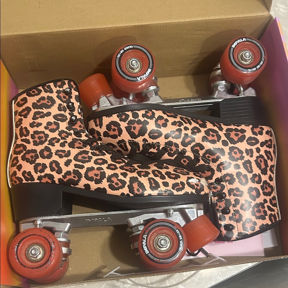 Leopard Print Roller Skates